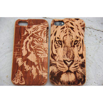 Laser Engraved Tiger Grain Wood Mobile Cover